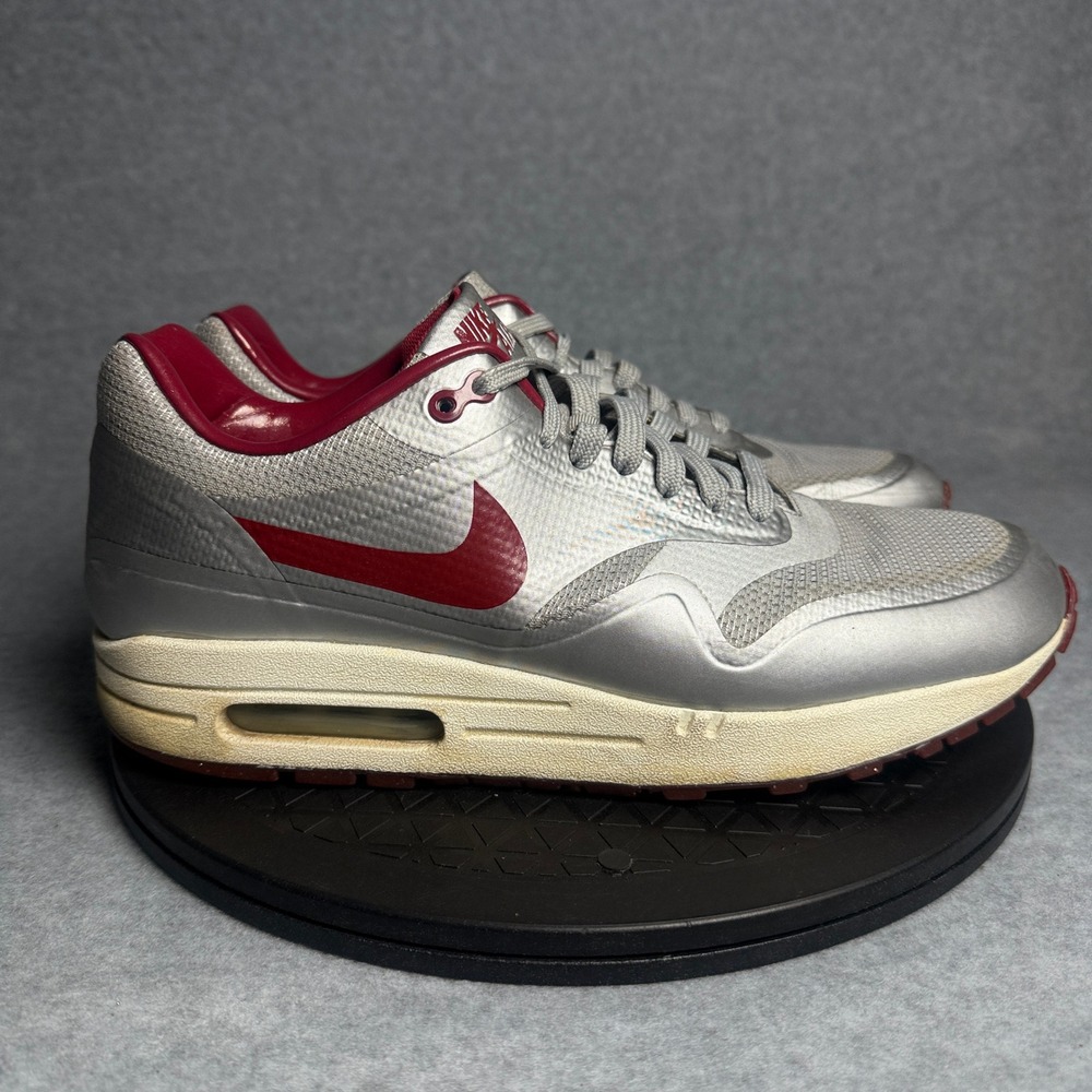 Nike Air Max 1 Hyperfuse Metallic Silver Red 633087-006 Mens 9.5
